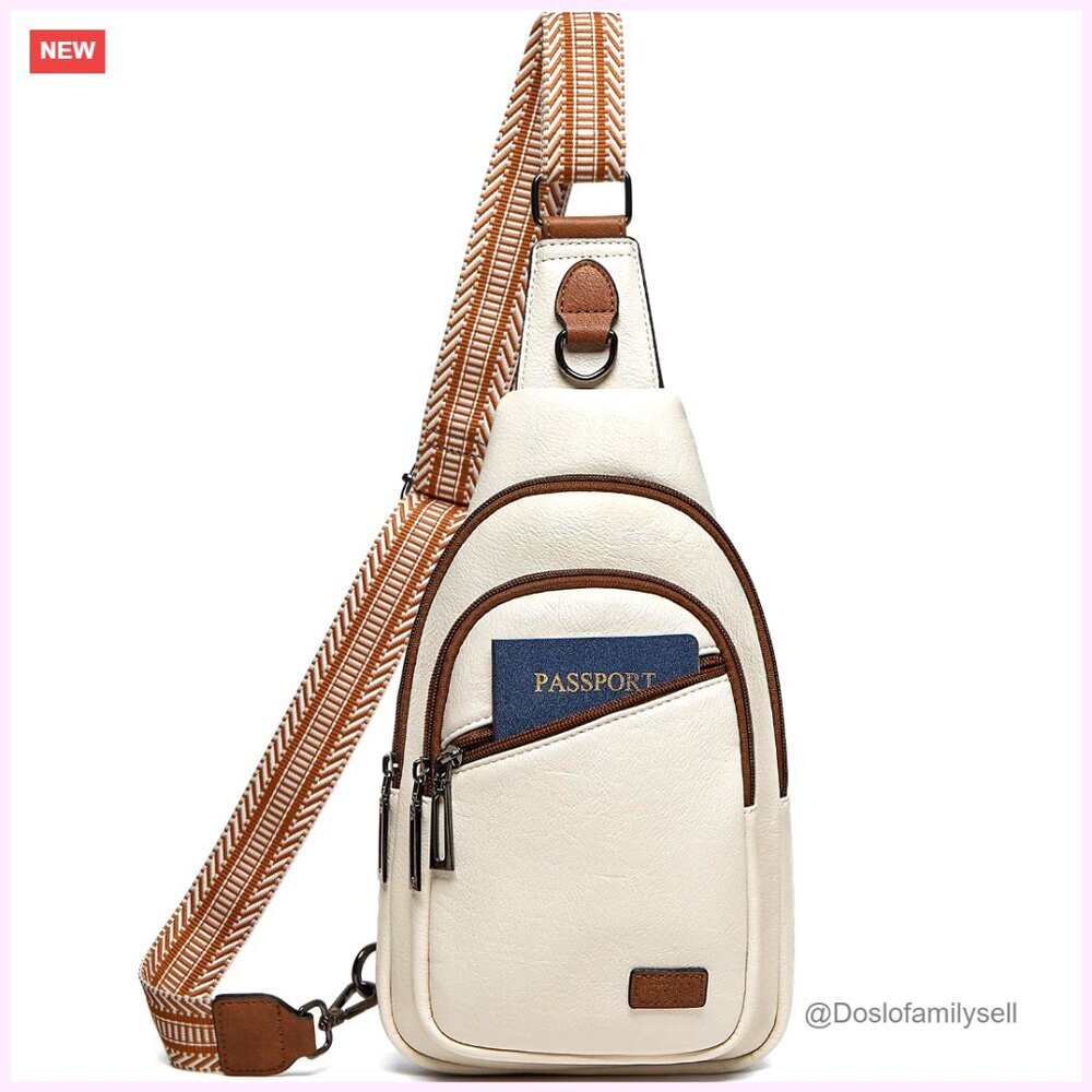 7L Sling Bag Crossbody Fanny Pack Travel Shoulder Bag Multi-Pocket PU Leather